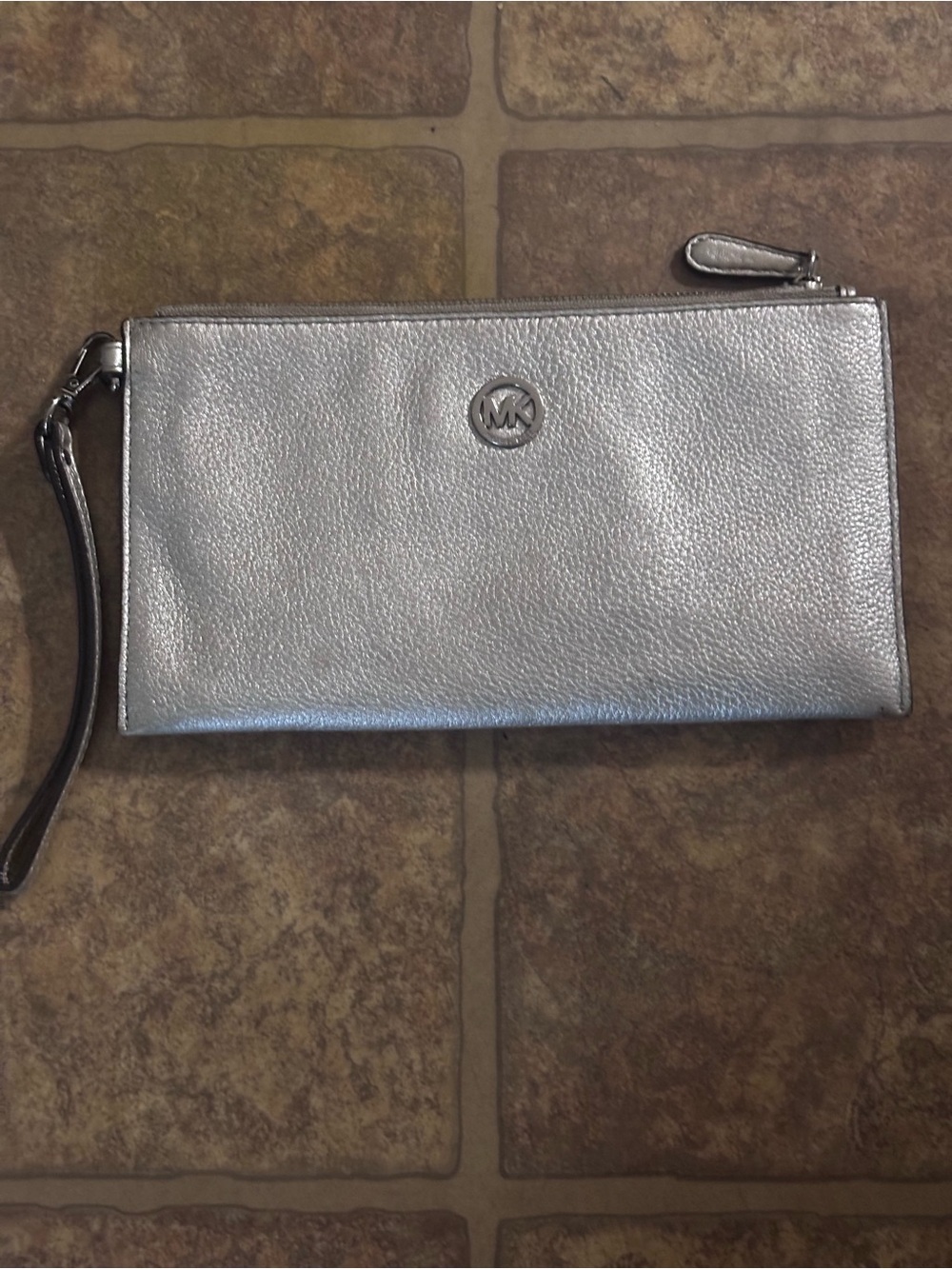 Michael Kors Gray Metallic Interior Wristlet